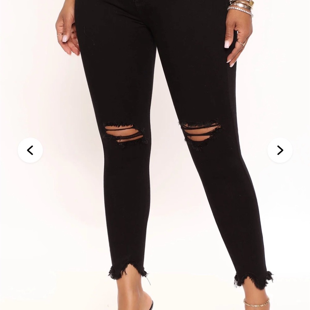 Fashion Nova Black Ripped Skinny Jeans